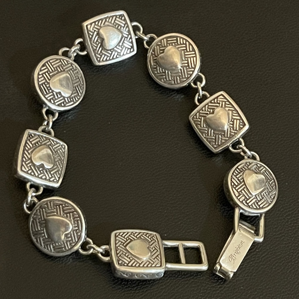 Brighton Heiress Crystal Link Round Square Two Tone Silver/Gold Bracelet